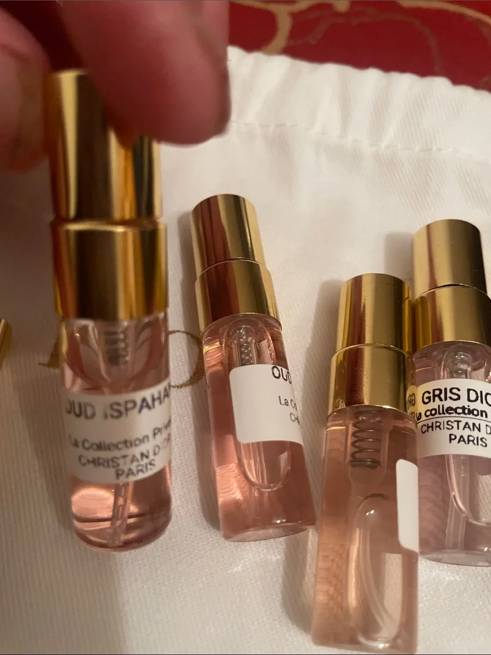 Dior La Collection Privée Travel Spray Vial Set - Pink with Gold Caps and Gucci